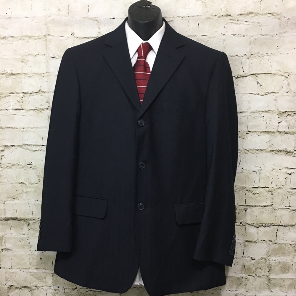 Angelo Rossi Navy Blue Striped Blazer